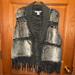 RXB Gray faux fur Knit Vest